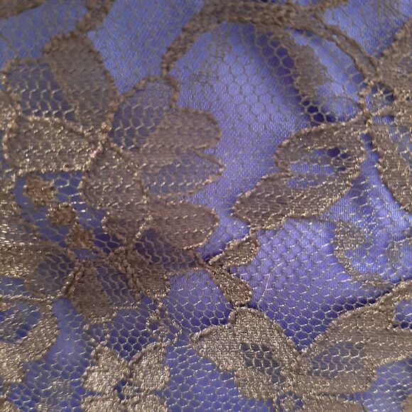 Vtg 7 GUNNE SAX Jessica McClintock Lace Prom Dress Party Gown Blue/Black DAMAGED - Picture 3 of 13